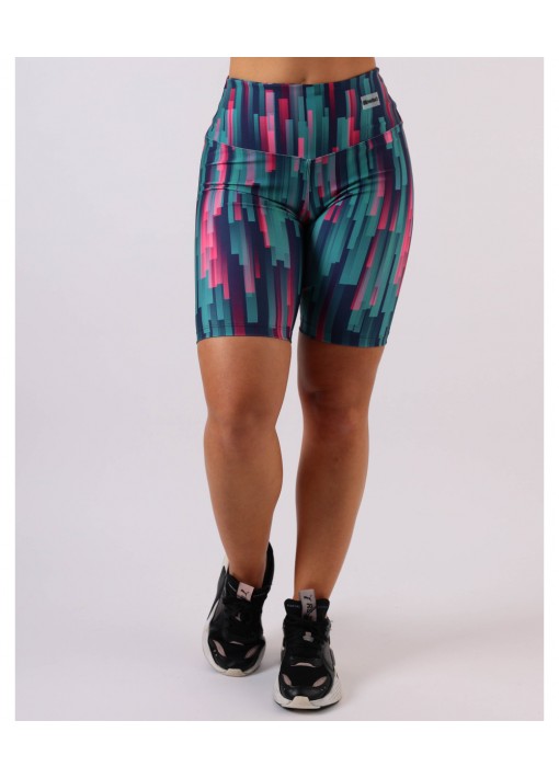 Neon Glitch Biker Shorts
